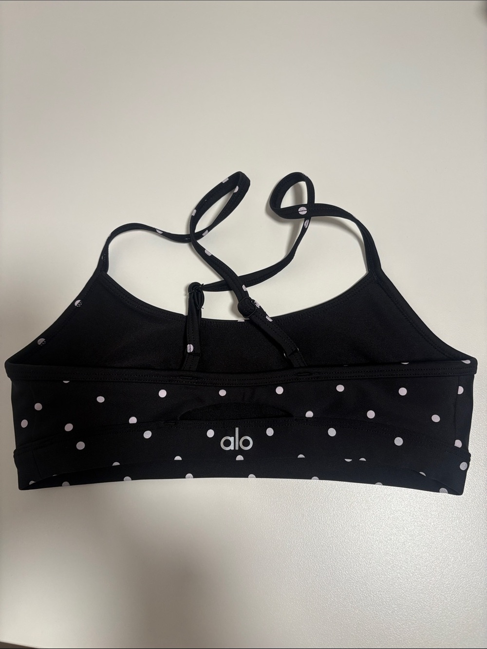 LIKE NEW Alo Polka Dot Airlift Bra - Black with White Polka Dots - Picture 2 of 5